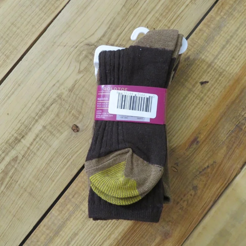 NWT Women's Gold Toe 3 pack Cotton Fashion Socks Shoe Size 6-9 Fall Winter